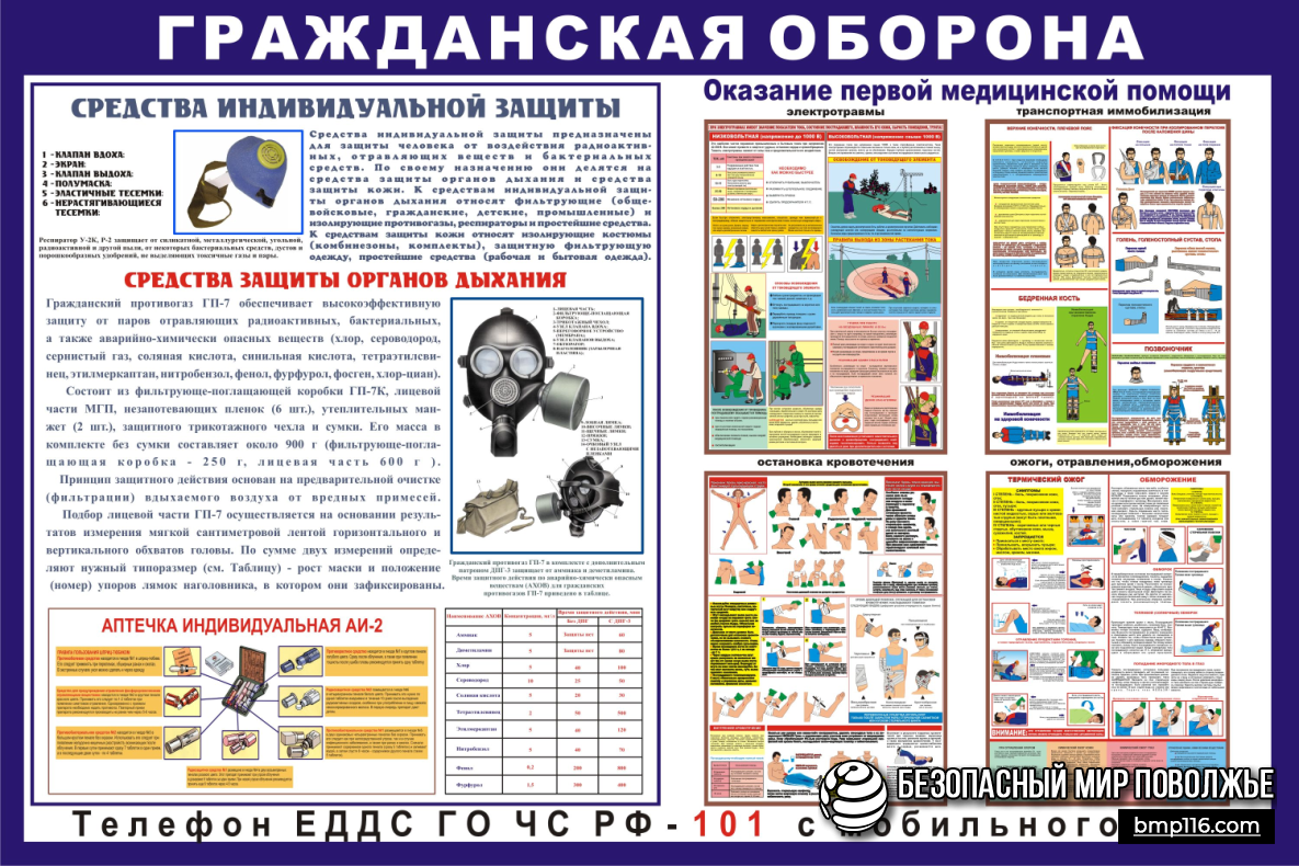 Стенд Гражданская оборона Размер 1500х1000мм купить в Елабуге